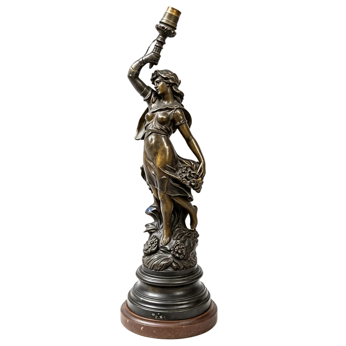 Antique Art Nouveau Lamp — Le Temps des Roses, Auguste Moreau