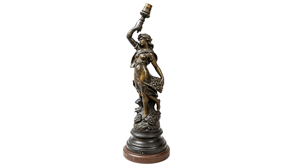 Antique Art Nouveau Lamp — Le Temps des Roses, Auguste Moreau
