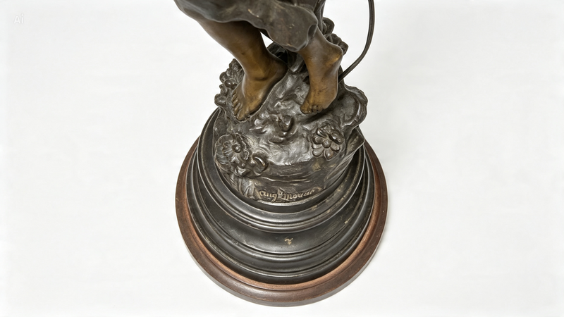 Antique Art Nouveau Lamp — Le Temps des Roses, Auguste Moreau