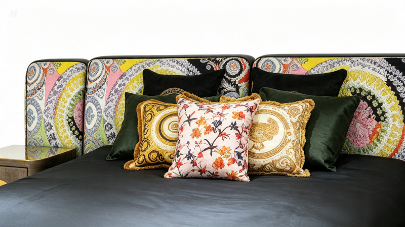 Designer Inspired King Size Bed Frame Tapestry Headboard