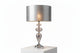 Modern Smoked Grey Glass Table Lamp Chrome Base & Textured Grey Drum Shade|287004311546