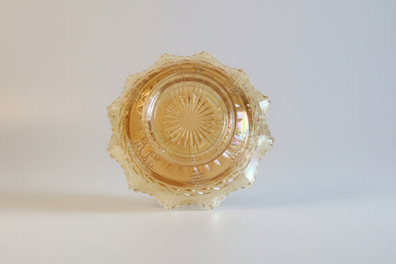 ANTIQUE FENTON Marigold Thistle Carnival Glass Bowl Ruffled Edge C.1911|286941344590