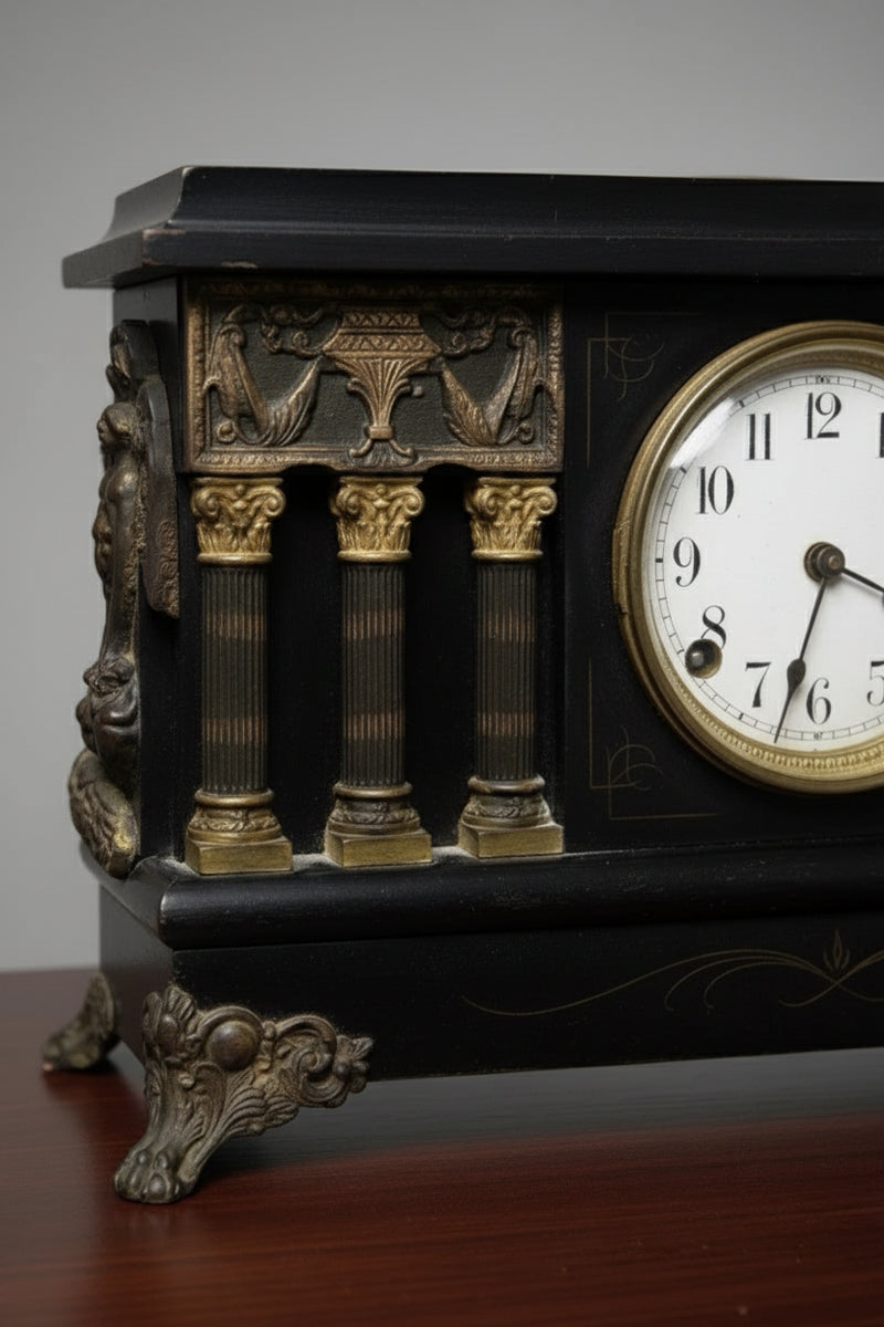 RARE Antique Sessions Clock Co. "Baldwin" Black Mantel Clock|286919581639