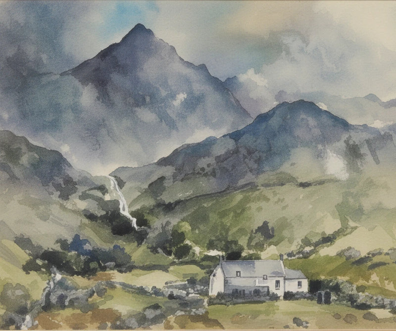 Original Mountain Landscape Watercolor Painting Framed & Matted Atmospheric|286940027530