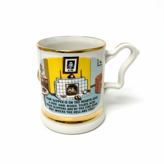 Vintage Prince William Pottery Mug "Your Supper is on the Hearth" 22K Gold Trim|286882243874