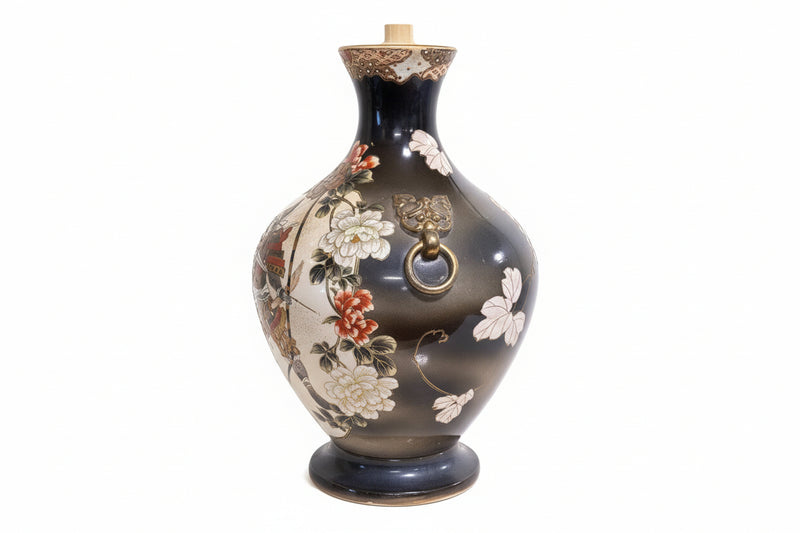 ANTIQUE Japanese Satsuma Vase Table Lamp | Hand-Painted Samurai Warrior Scene|286912411527