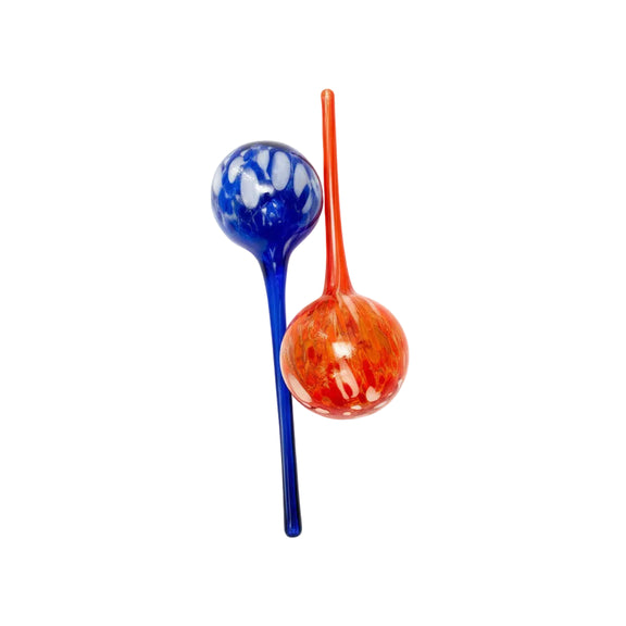 Hand-Blown Art Glass Plant Watering Globes - Pair (Blue & Red)|286941393776