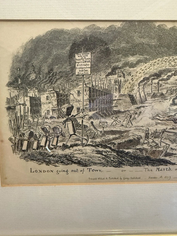 Rare George Cruikshank 1829 Satirical Print: "London Going Out of Town|286970263914