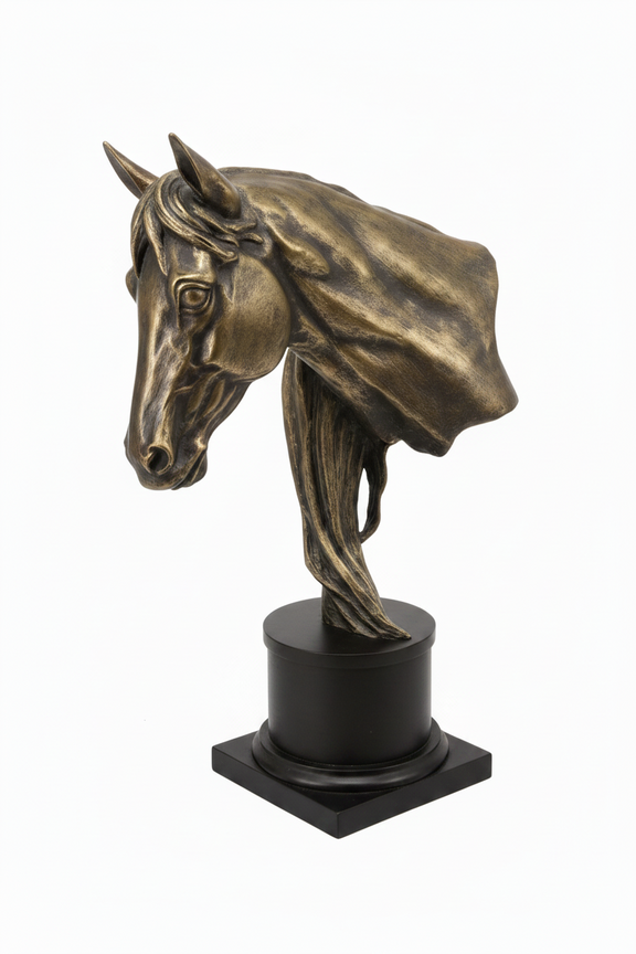 Stunning Bronze-Finish Horse Head Bust Sculpture|286887875666
