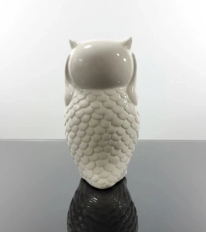 Vintage-Style White Ceramic Owl Figurine|287067117108