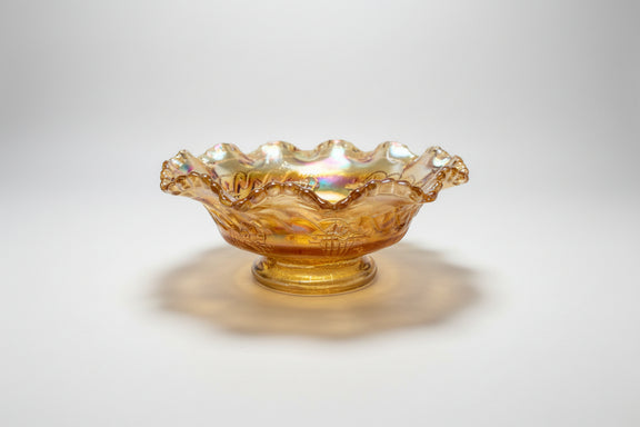 ANTIQUE FENTON Marigold Thistle Carnival Glass Bowl Ruffled Edge C.1911|286941344590