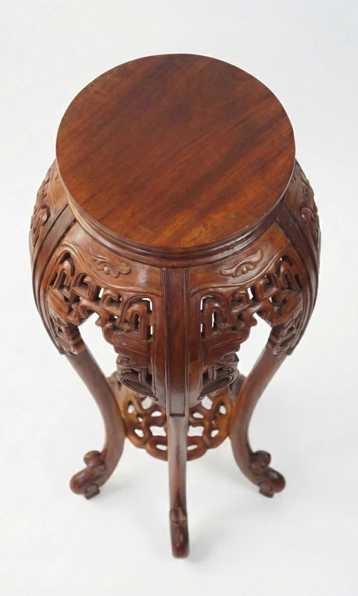 Vintage Chinese Carved Rosewood Plant Stand Pedestal Jardinière Table Solid Wood|286945353933
