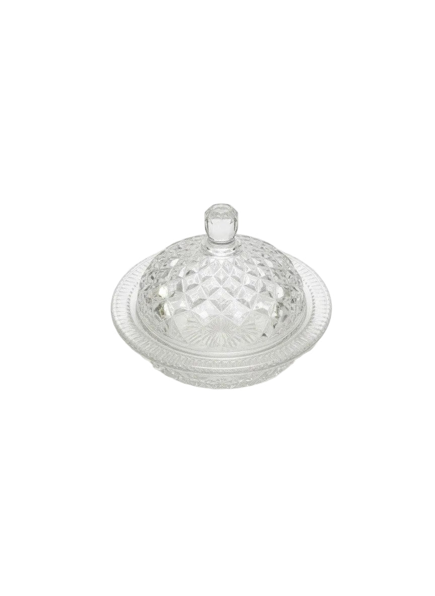 Vintage Anchor Hocking Wexford Clear Glass Round Butter Dish With Lid|287098873476
