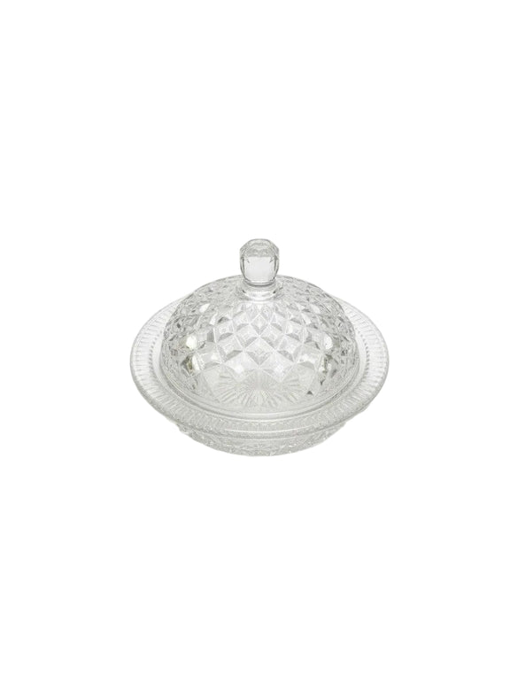 Vintage Anchor Hocking Wexford Clear Glass Round Butter Dish With Lid|287098873476