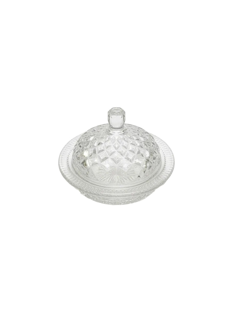 Vintage Anchor Hocking Wexford Clear Glass Round Butter Dish With Lid|287098873476