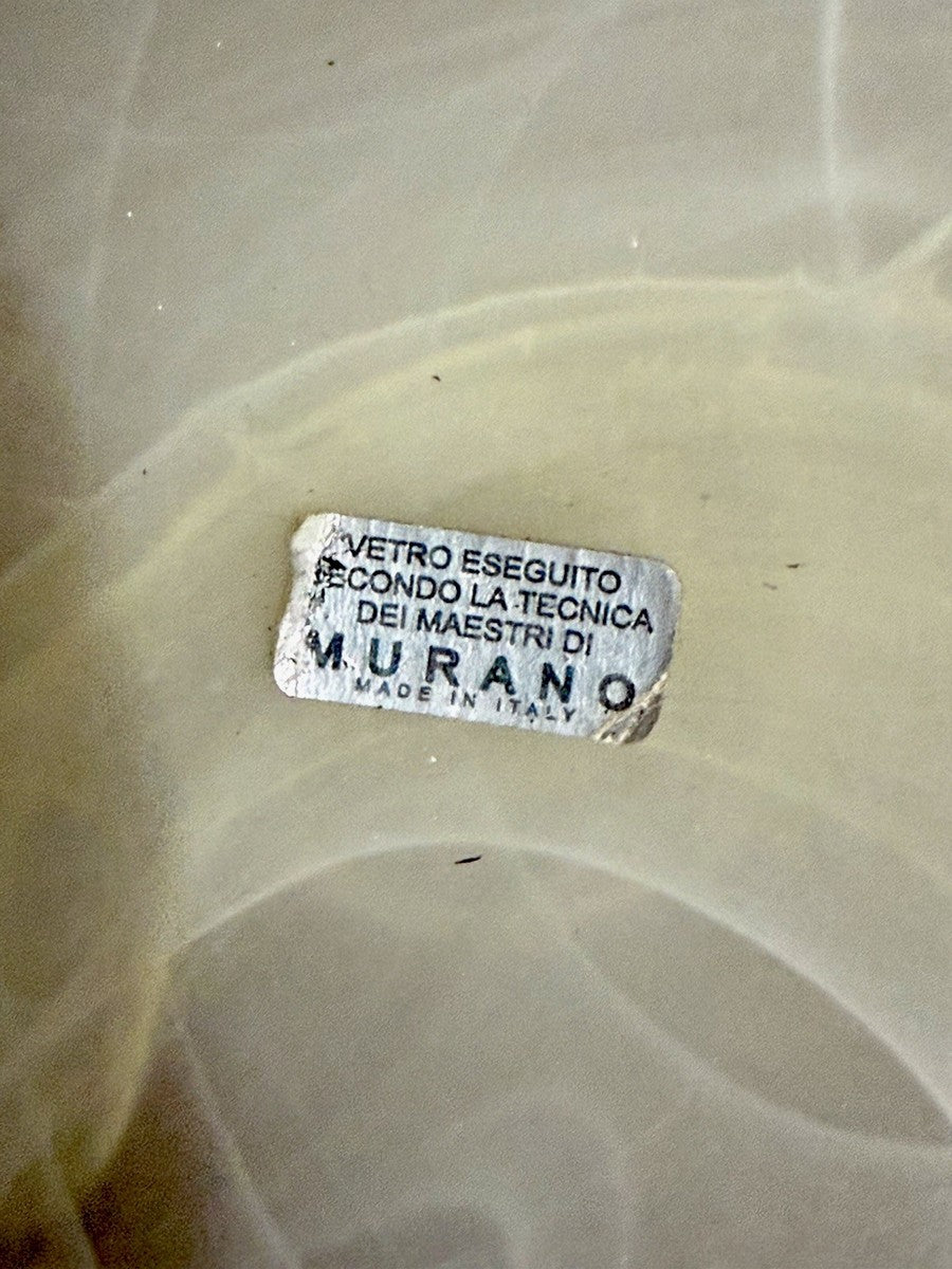 Murano Glass Pedestal Bowl/Centerpiece with Capodimonte Calla Lilies|286943602779