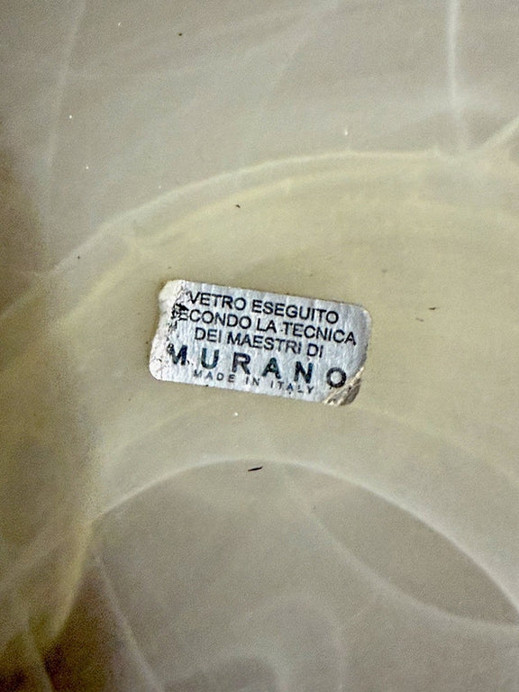 Murano Glass Pedestal Bowl/Centerpiece with Capodimonte Calla Lilies|286943602779