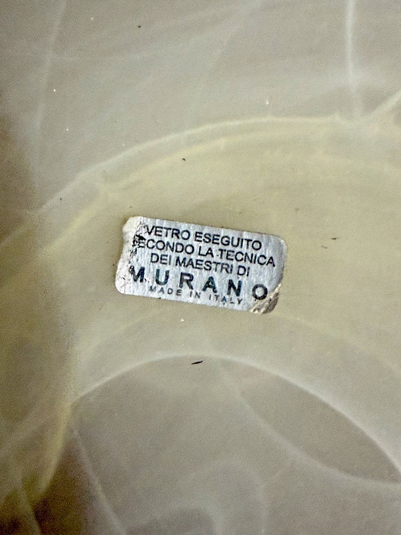 Murano Glass Pedestal Bowl/Centerpiece with Capodimonte Calla Lilies|286943602779