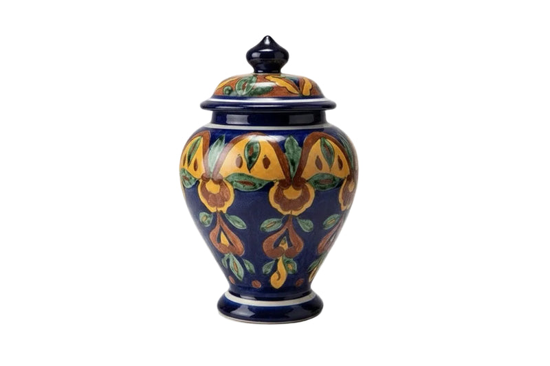 Vibrant Mexican Talavera Style Cobalt Blue Ceramic Ginger Jar Urn Hand Painted|286961166206