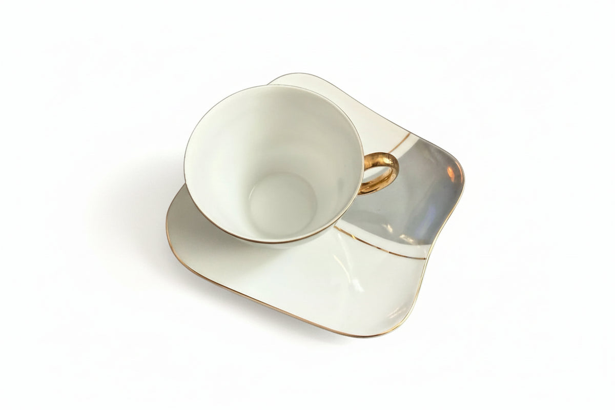 Japan Vintage St Clair Opalescent White & Grey Cup And Saucer|286894389237