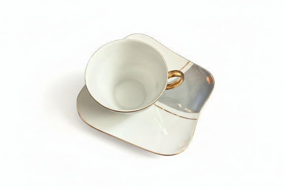 Japan Vintage St Clair Opalescent White & Grey Cup And Saucer|286894389237