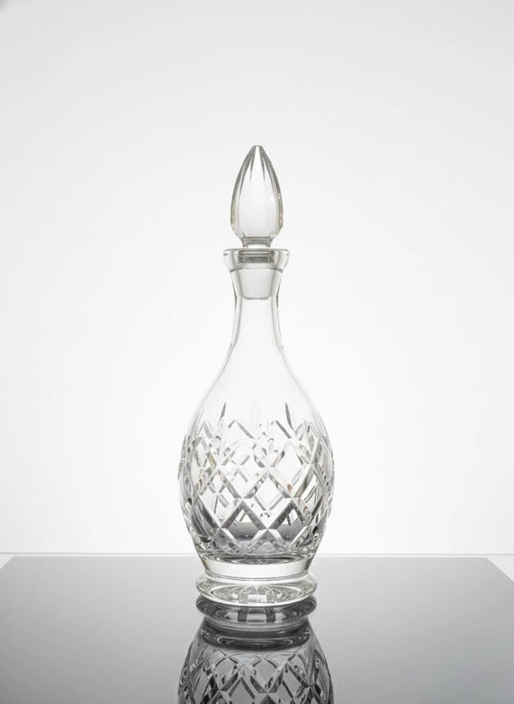 Vintage Diamond Cut Crystal Decanter With Pointed Stopper - Heavy Lead Crystal|286963073284