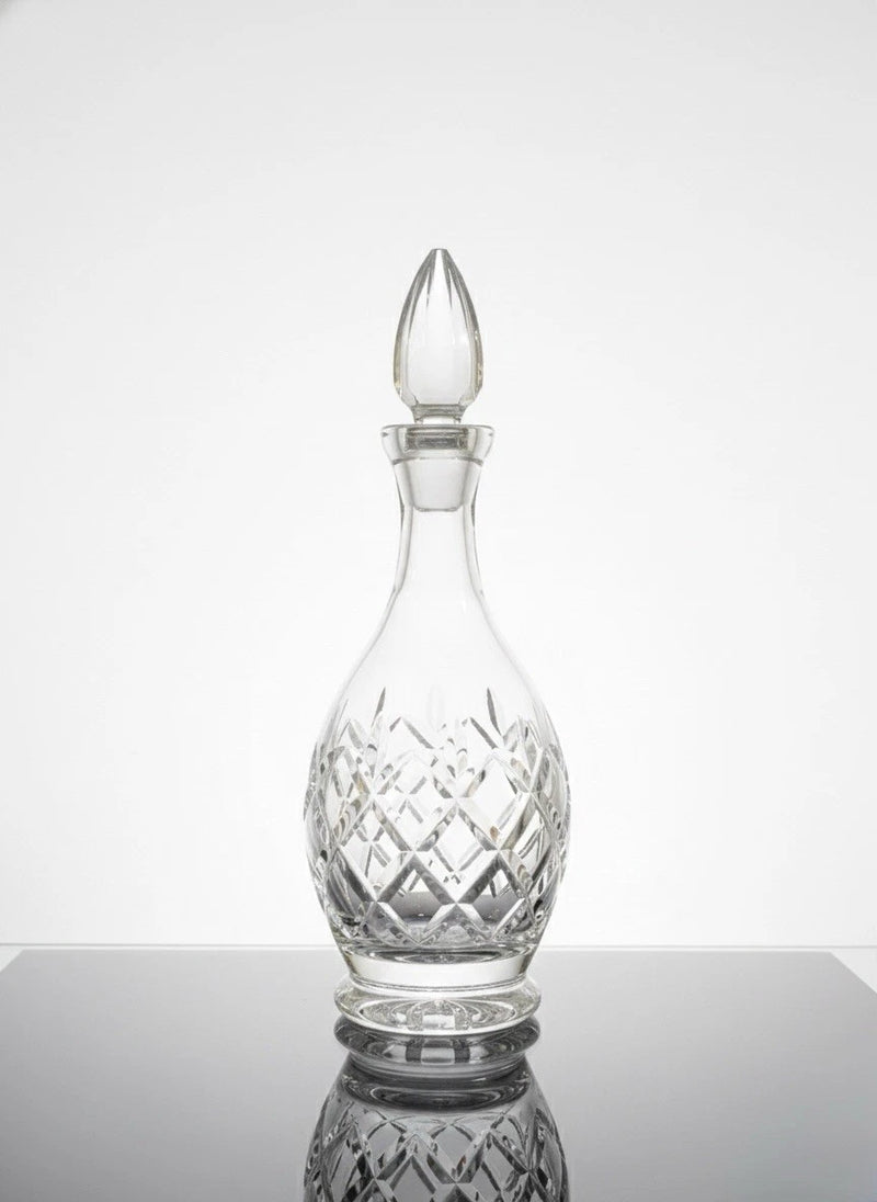 Vintage Diamond Cut Crystal Decanter With Pointed Stopper - Heavy Lead Crystal|286963073284