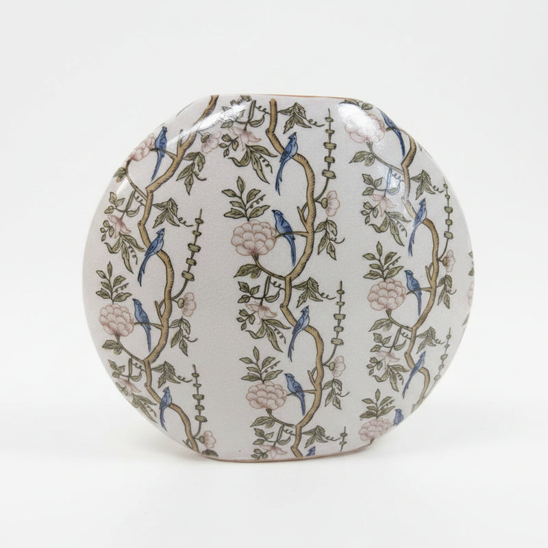 Amalfi “Blue Bird” Decorative Ceramic Vase - Chinoiserie Style Crackle Glaze|287134842017