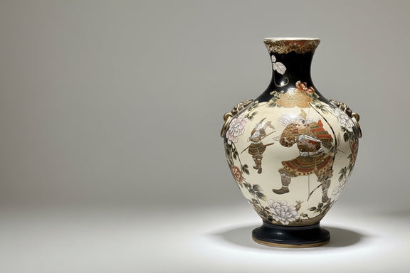 ANTIQUE Japanese Satsuma Vase Table Lamp | Hand-Painted Samurai Warrior Scene|286912411527