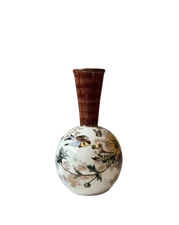 Rare Antique MOORE & CO. Floral Bud Vase 1872 Porcelain Hand Painted Gilt|286964472282
