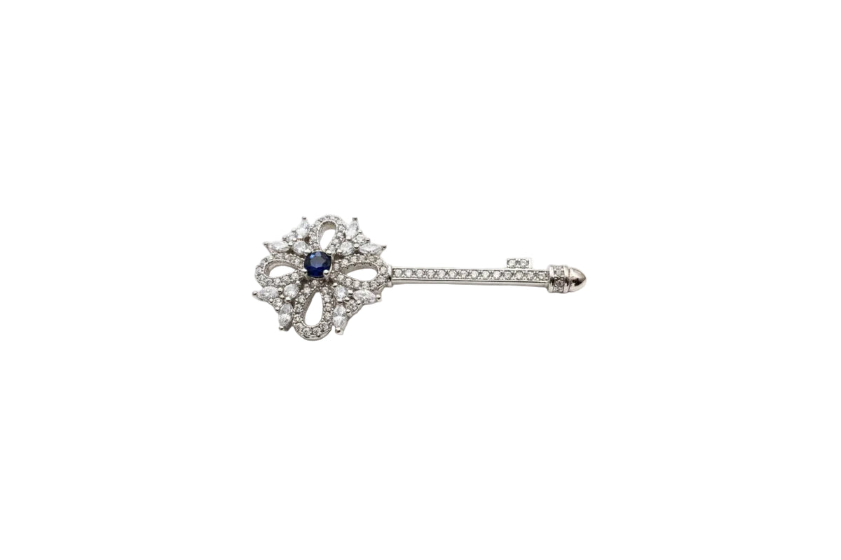 Triple Layered 18k White Gold Vermeil With 1.00Ct Sapphire Key|286915243490