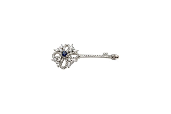 Triple Layered 18k White Gold Vermeil With 1.00Ct Sapphire Key|286915243490