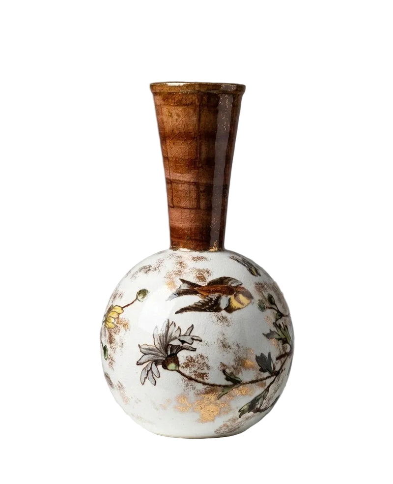 Rare Antique MOORE & CO. Floral Bud Vase 1872 Porcelain Hand Painted Gilt|286964472282