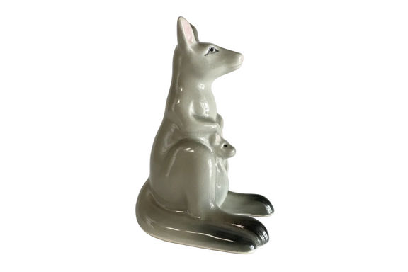 Vintage Ceramic Kangaroo & Joey Salt Shaker - Glossy Australiana Kitchenware|286886403780