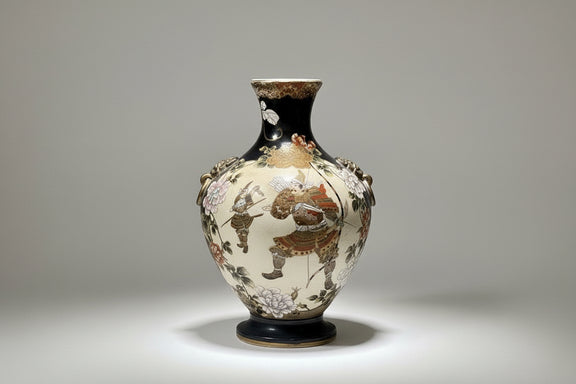 ANTIQUE Japanese Satsuma Vase Table Lamp | Hand-Painted Samurai Warrior Scene|286912411527