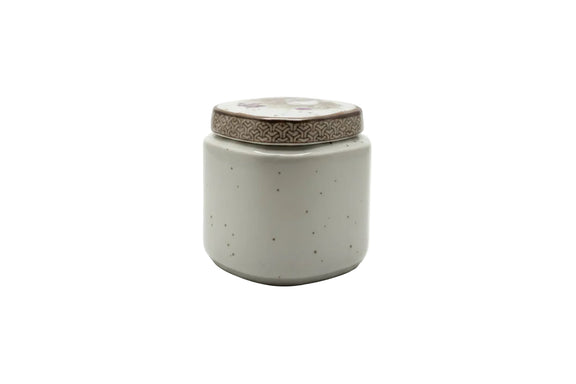 Vintage Japanese Stoneware Ginger Jar with Lid - Hand Painted Heron & Iris Motif|287067661760