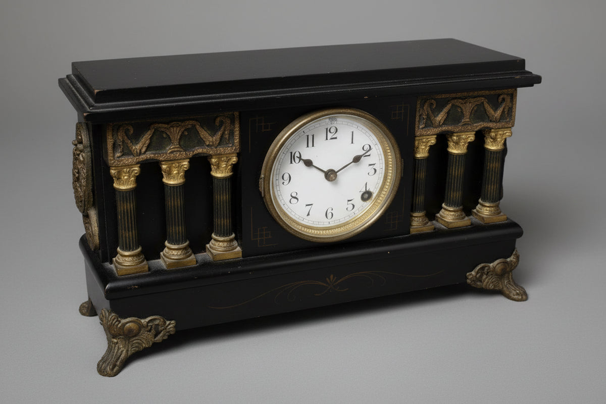 RARE Antique Sessions Clock Co. "Baldwin" Black Mantel Clock|286919581639