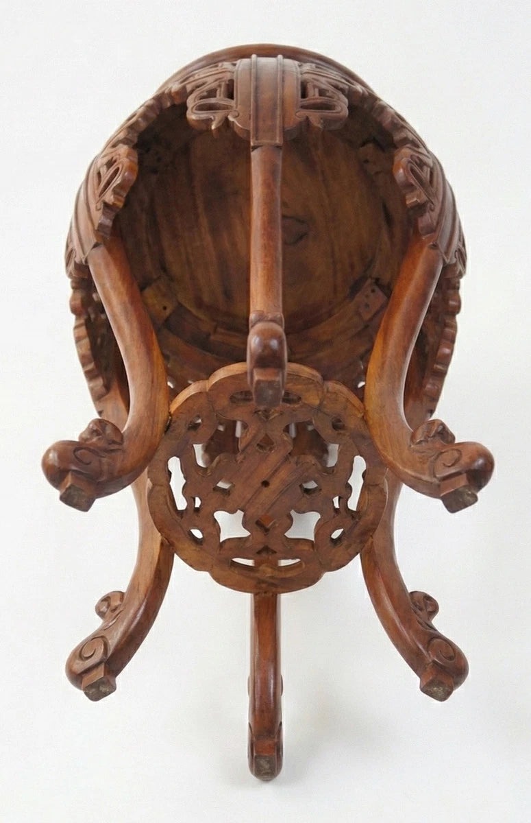 Vintage Chinese Carved Rosewood Plant Stand Pedestal Jardinière Table Solid Wood|286945353933