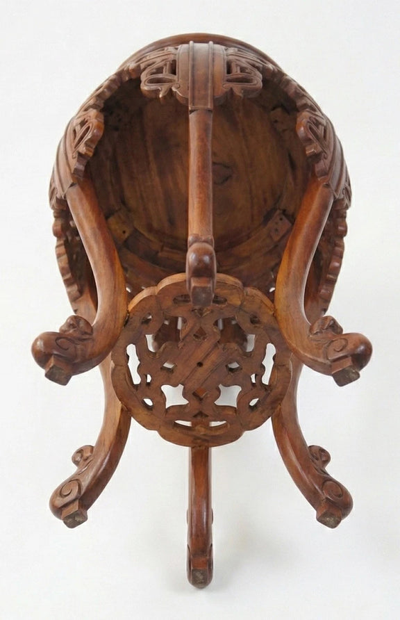 Vintage Chinese Carved Rosewood Plant Stand Pedestal Jardinière Table Solid Wood|286945353933