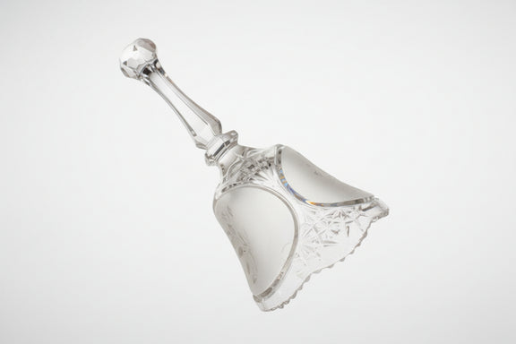 Vintage Clear & Frosted Cut Glass Hand Bell / Crystal Dinner Bell|286917451933