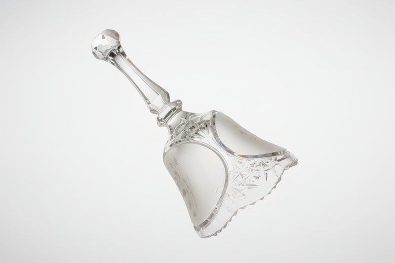 Vintage Clear & Frosted Cut Glass Hand Bell / Crystal Dinner Bell|286917451933