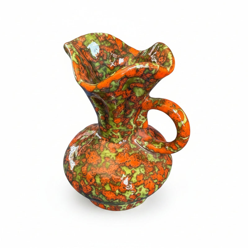 RARE Mid-Century West German Pottery Jug Fat Lava Speckled Glaze 1970s|286911214814