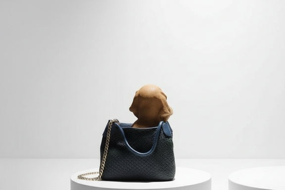 Adorable Puppy Dog in a Designer Style Tote Bag Figurine Statue|286990692266
