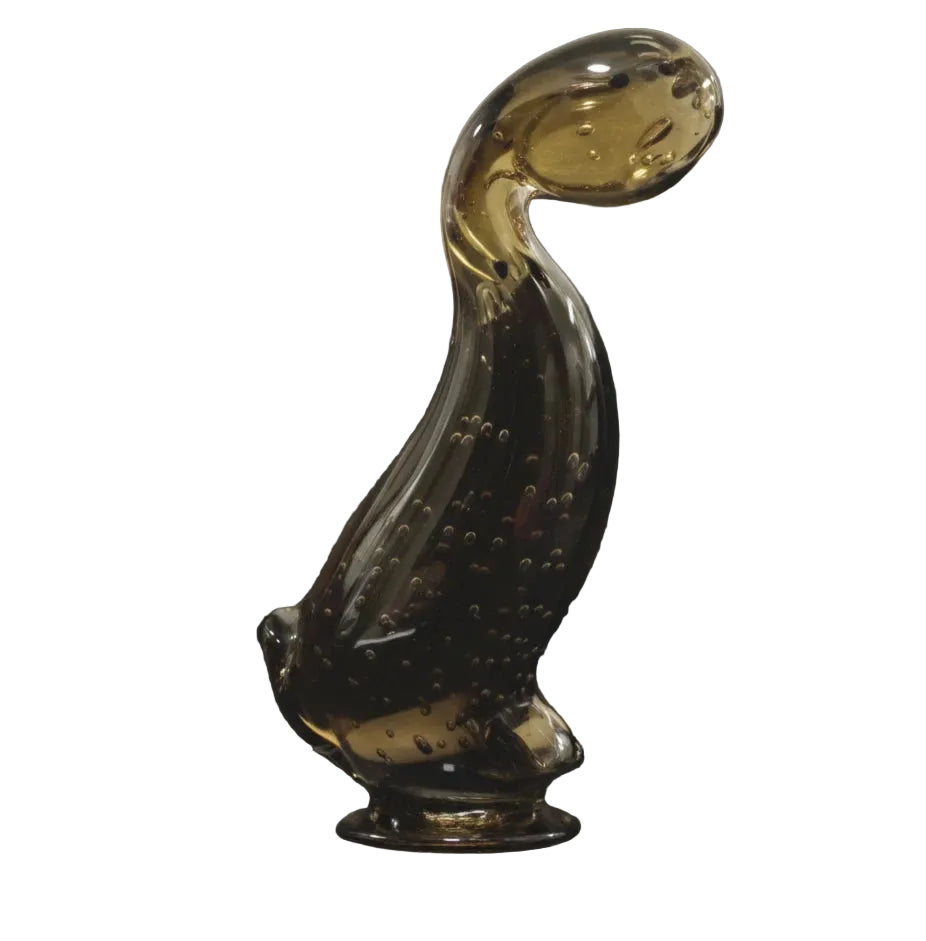 Vintage Murano Art Glass Bird Figurine - V. Nason & C. - Smoky Bullicante - 854g|286868484269