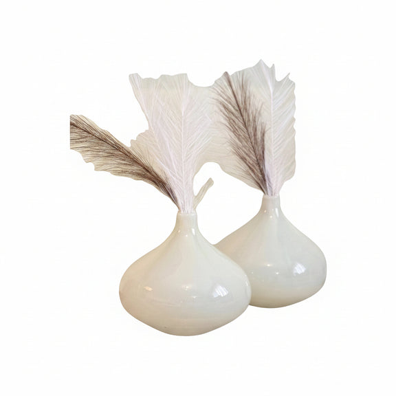 Stunning Modern White Bulbous Glass Vases - Pair (Opaline/Milk Glass Style)|286940703702