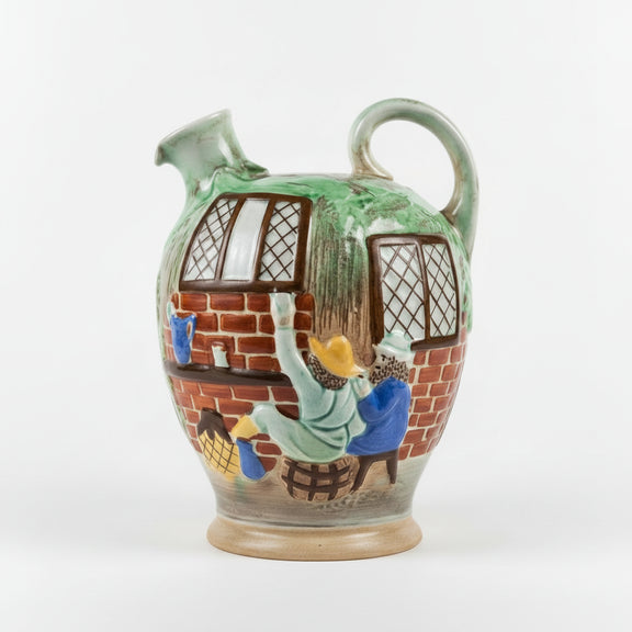 VINTAGE A.G. Wood Ltd Burslem ENGLAND Handpainted Cottage Cruet/Toby Mug Set|286918324681