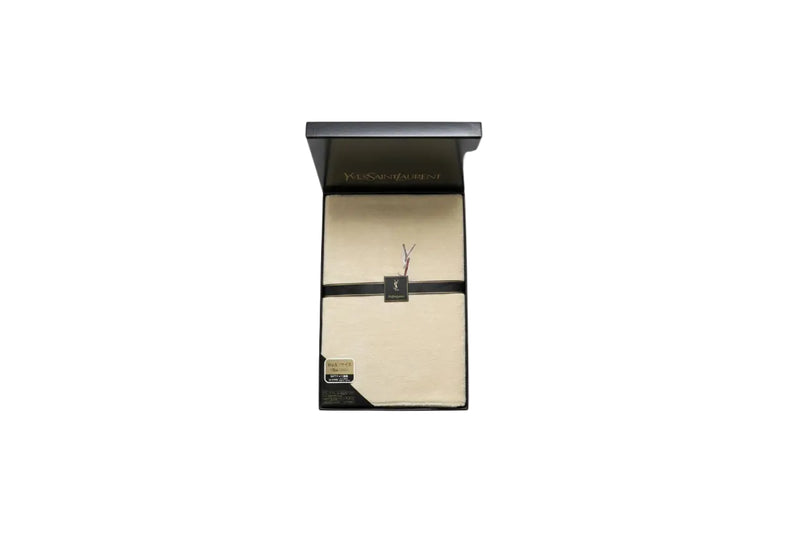 Yves Saint Laurent YSL Plush Boar Sheet Blanket 140x250cm Beige Acrylic QX Japan|286969628462