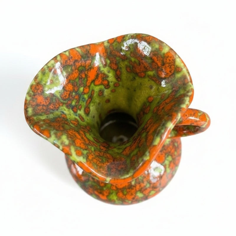 RARE Mid-Century West German Pottery Jug Fat Lava Speckled Glaze 1970s|286911214814