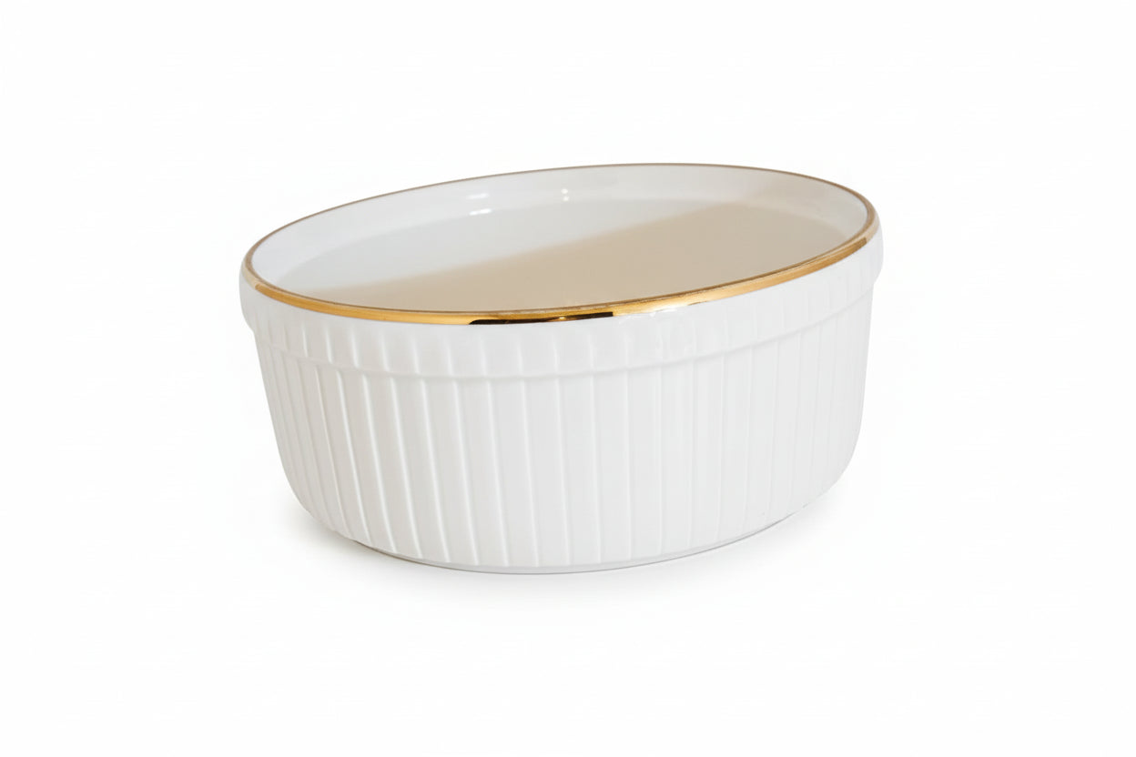 Rare PILLIVUYT Porcelaines A FEU White Ribbed Oven Dish Mehun 69%|286881613582