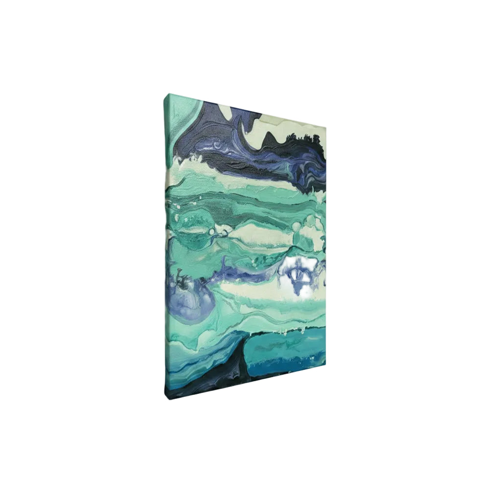 Original Abstract Fluid Acrylic Pour Painting - Teal, Purple & Navy Canvas Art|286971488627